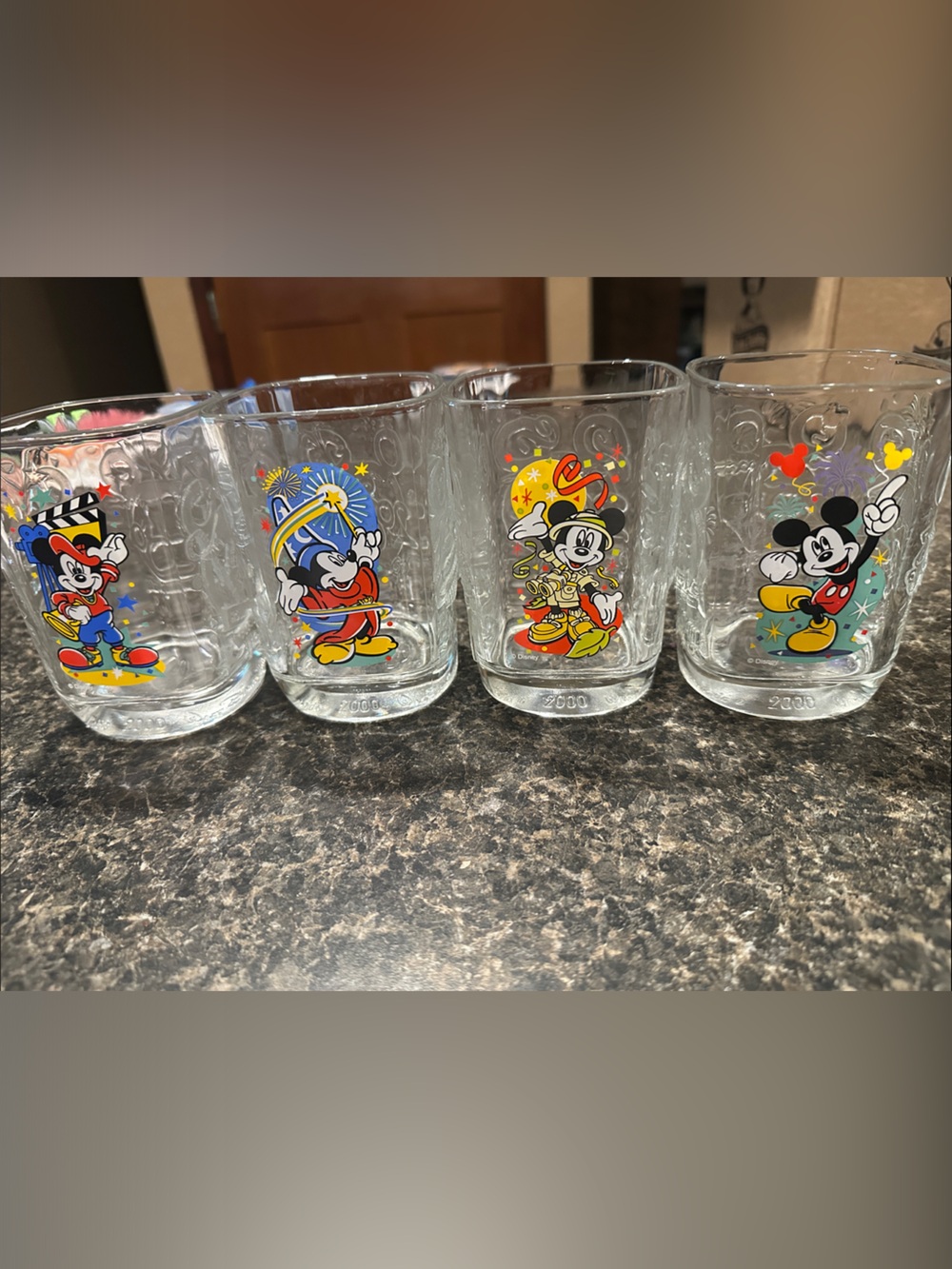 Disney Clear Glass Tumblers with Multicolor Mickey & Friends Art